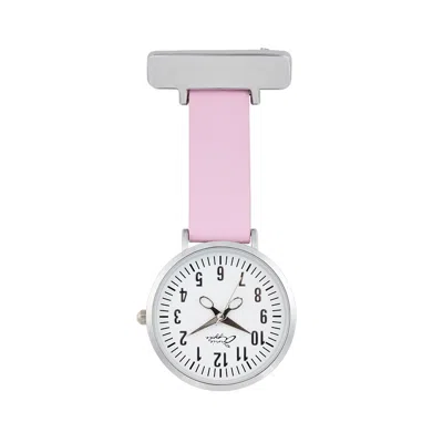Bermuda Watch Company Women's Pink / Purple Annie Apple White Silver & Pink Leather Nurse Fob Watch