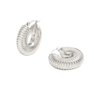 Bermuda Watch Company Women's Silver Annie Apple Lilia Chubby Hoop Ridge Earrings