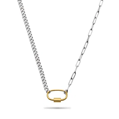 Bermuda Watch Company Women's Silver / Gold Annie Apple Esti Carabiner Sterling Silver And Gold Vermeil Chain Charm Neckla In Silver/gold