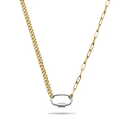 Bermuda Watch Company Women's Silver / Gold Annie Apple Esti Carabiner Sterling Silver And Gold Vermeil Chain Necklace In Silver/gold