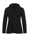 Berna Man Blazer Black Size 44 Polyester, Cotton, Elastane In Black