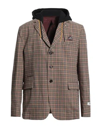 Berna Man Blazer Camel Size 40 Cotton, Polyester In Beige