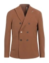 Berna Man Blazer Camel Size 46 Polyester, Elastane In Brown