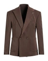 Berna Man Blazer Chocolate Brown Size 44 Polyester, Viscose, Elastane In Multi