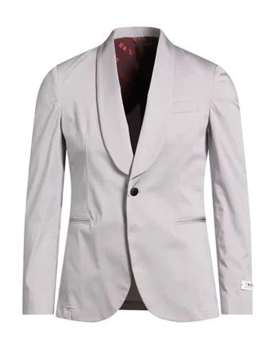 Berna Man Blazer Grey Size 44 Organic Cotton, Elastane In Gray