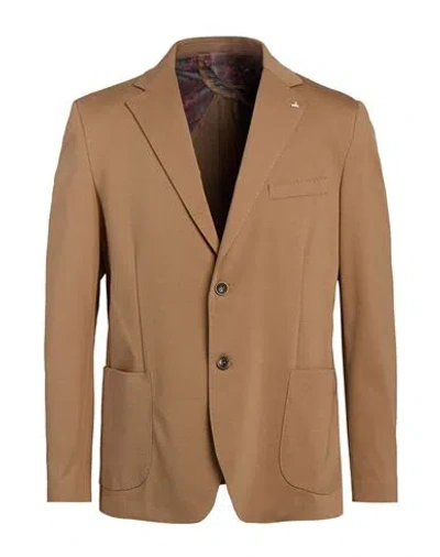 Berna Man Blazer Light Brown Size 44 Cotton, Polyamide, Elastane
