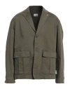 Berna Man Blazer Military Green Size 40 Cotton, Elastane In Green