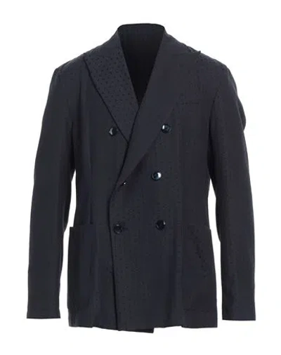 Berna Man Blazer Navy Blue Size 44 Polyester, Wool In Black