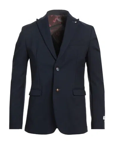 Berna Man Blazer Navy Size 44 Cotton, Polyamide, Elastane In Blue