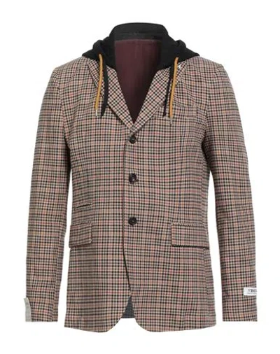 Berna Man Blazer Sand Size 40 Cotton, Polyester In Neutral