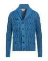 Berna Man Cardigan Azure Size Xl Acrylic, Polyamide, Wool In Blue