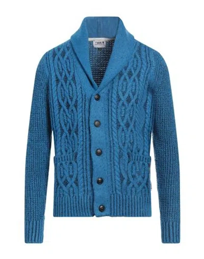 Berna Man Cardigan Azure Size Xl Acrylic, Polyamide, Wool In Blue