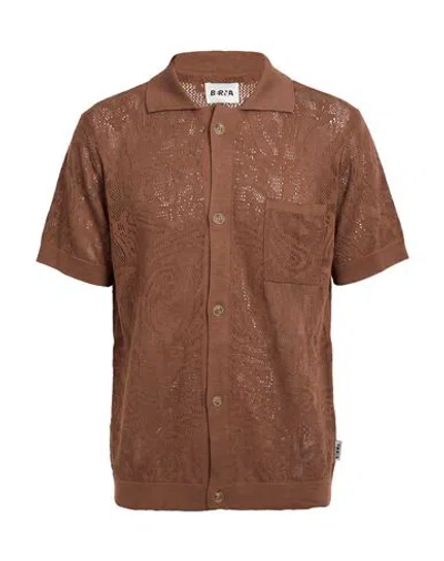 Berna Man Cardigan Brown Size S Cotton, Acrylic
