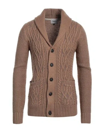 Berna Man Cardigan Camel Size Xxl Acrylic, Polyamide, Wool In Beige
