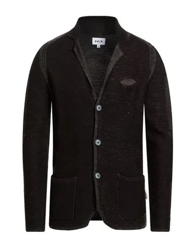 Berna Man Cardigan Charcoal Size 3xl Acrylic, Wool In Black