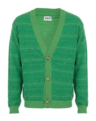 Berna Man Cardigan Green Size S Cotton, Acrylic