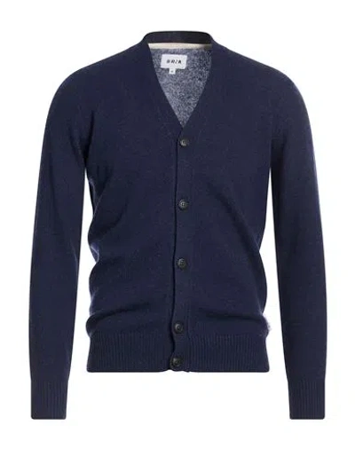 Berna Man Cardigan Midnight Blue Size L Wool, Polyamide In Black