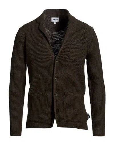 Berna Man Cardigan Military Green Size S Acrylic, Wool, Cotton In Brown