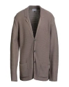 Berna Man Cardigan Taupe Size Xxl Acrylic, Wool In Animal Print