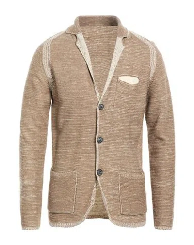 Berna Man Cardigan Taupe Size Xxl Acrylic, Wool In Brown
