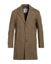 Berna Man Coat Camel Size 44 Polyester, Elastane In Brown