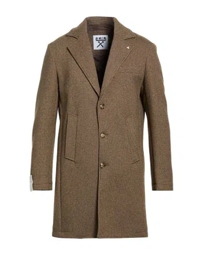 Berna Man Coat Camel Size 44 Polyester, Elastane In Brown