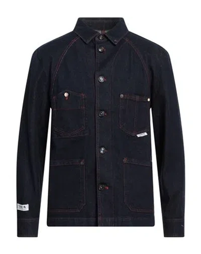 Berna Man Denim Outerwear Blue Size L Cotton, Elastane