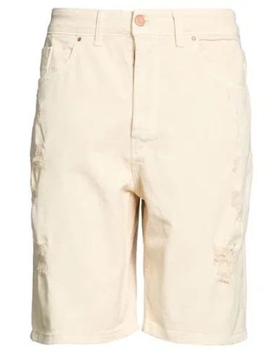 Berna Man Denim Shorts Cream Size 36 Cotton, Elastane In Neutral