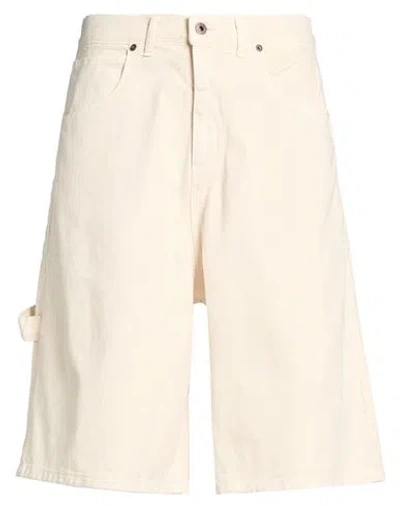 Berna Man Denim Shorts Cream Size 38 Cotton, Elastane In White