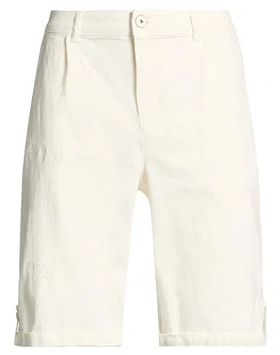 Berna Man Denim Shorts Ivory Size 34 Cotton, Elastane In White