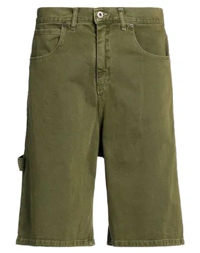 Berna Man Denim Shorts Military Green Size 28 Cotton, Elastane