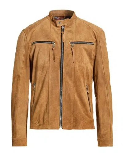 Berna Man Jacket Camel Size Xxl Leather In Brown