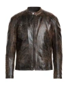 Berna Man Jacket Dark Brown Size L Polyester, Elastane In Multi