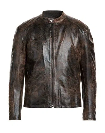 Berna Man Jacket Dark Brown Size L Polyester, Elastane In Multi