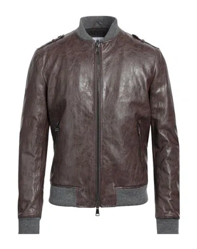 Berna Man Jacket Dark Brown Size Xxl Polyurethane, Viscose, Polyester, Cotton, Elastane