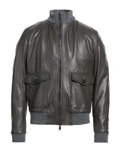 Berna Man Jacket Taupe Size Xxl Leather In Gray