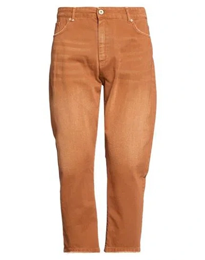 Berna Man Jeans Camel Size 34 Cotton In Brown