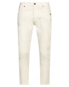 Berna Man Jeans Cream Size 38 Cotton, Elastane In White