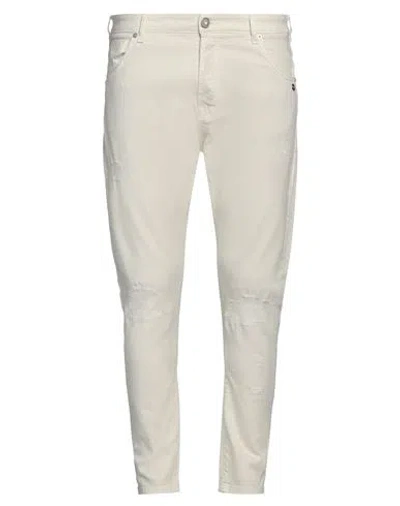 Berna Man Jeans Ivory Size 36 Cotton, Elastane In White