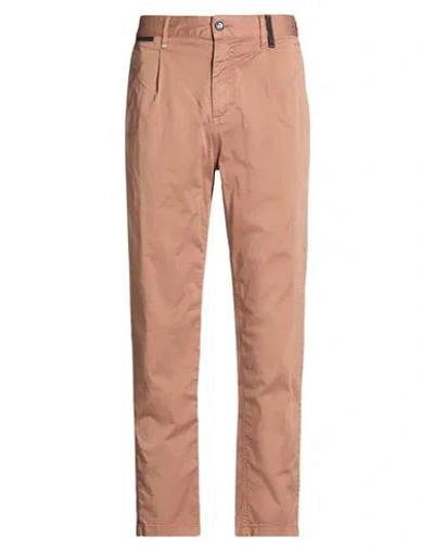 Berna Man Pants Camel Size 28 Cotton, Elastane In Brown