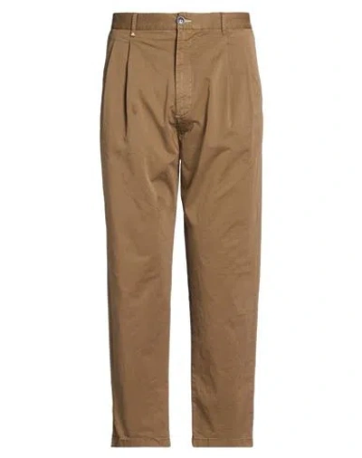 Berna Man Pants Camel Size 36 Cotton, Elastane In Brown