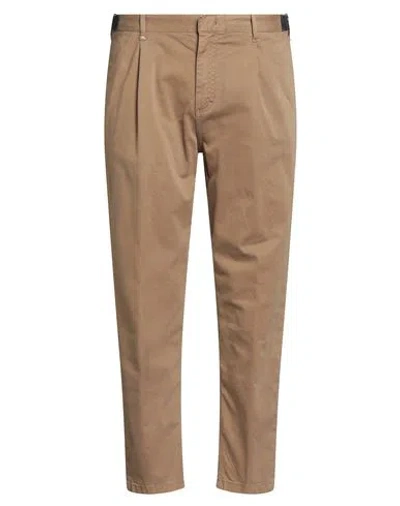 Berna Man Pants Camel Size 40 Cotton, Elastane In Brown