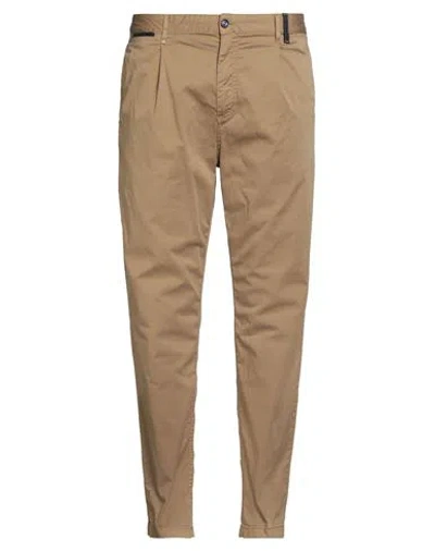 Berna Man Pants Camel Size 40 Cotton, Elastane In Brown