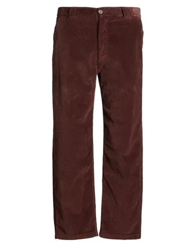 Berna Man Pants Chocolate Brown Size 34 Cotton In Burgundy