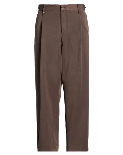 Berna Man Pants Dark Brown Size 36 Polyester, Viscose, Elastane In Blue