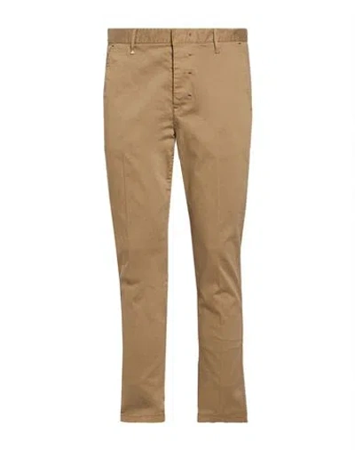 Berna Man Pants Khaki Size 28 Cotton, Elastane In Brown