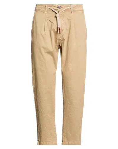 Berna Man Pants Khaki Size 36 Cotton, Elastane In Sand