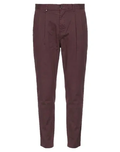 Berna Man Pants Plum Size 26 Cotton, Elastane In Purple
