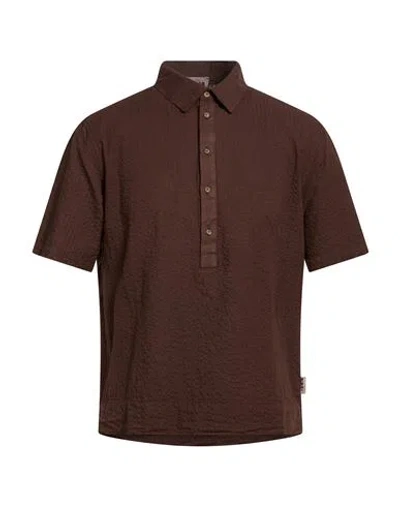 Berna Man Polo Shirt Chocolate Brown Size L Cotton
