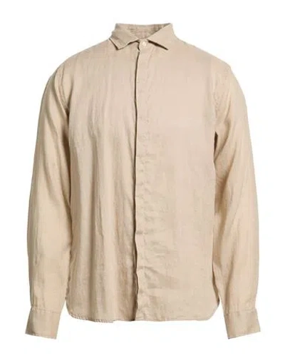 Berna Man Shirt Beige Size L Linen In Brown